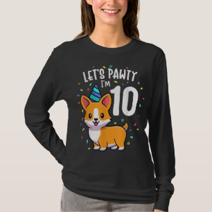10 Years Old Corgi Dog Lover 10th Birthday Party O T-Shirt