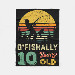 10 Years Old Fishing Gift 10 Yo Ten Year Old 10th Fleece Blanket