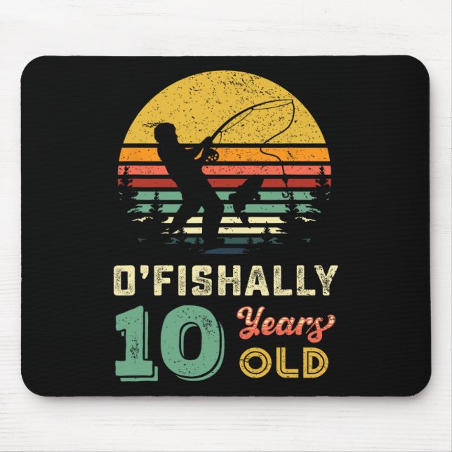 10 Years Old Fishing Gift 10 Yo Ten Year Old 10th  Mouse Mat (Front)