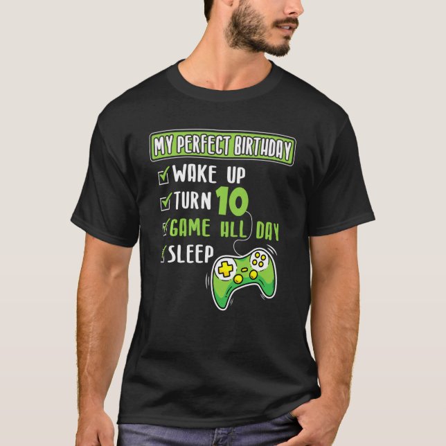 10 Years Old Gamer Boy 10th Perfect Birthday Party T-Shirt (Front)