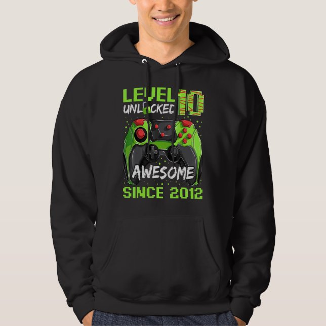10 Years Old  Gamer Boy Birthday Awesome Since 201 Hoodie (Front)