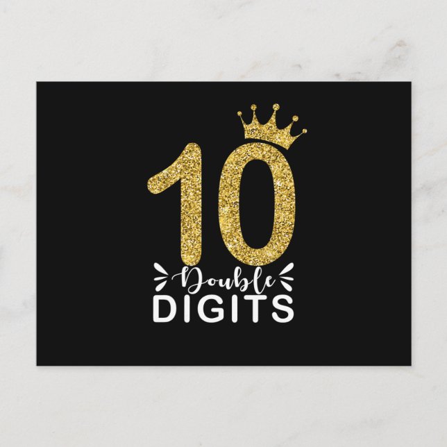 10 Years Old Gifts Double Digits Girls crown Postcard (Front)