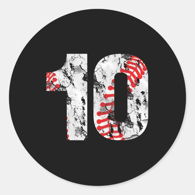 10 Years Old Gifts Number 10 Baseball 10th Birthda Classic Round Sticker (Front)