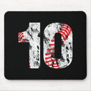10 Years Old Gifts Number 10 Baseball 10th Birthda Mouse Mat