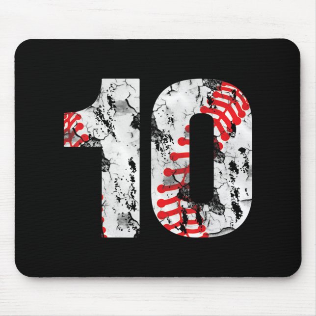 10 Years Old Gifts Number 10 Baseball 10th Birthda Mouse Mat (Front)
