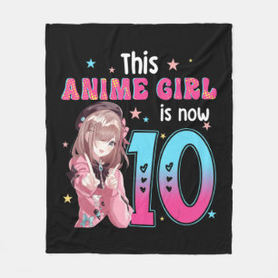 10 Years Old Girl Kawaii Gifts Anime Girl 10th Bir Fleece Blanket
