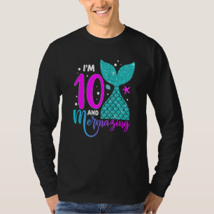 10 Years Old Girl Second 10th Birthday Mermaid Two T-Shirt