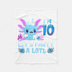 10 Years Old Girls 10th Birthday Cute Axolotl Fleece Blanket