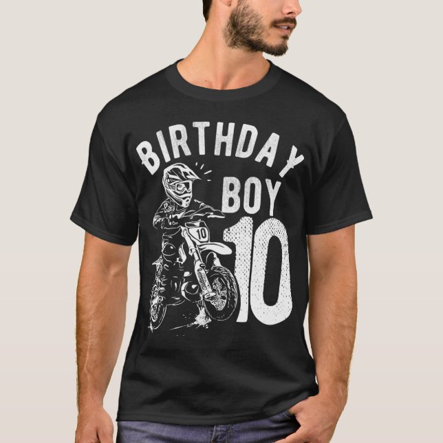 10 years old kid - Birthday boy - Dirt bike - Moto T-Shirt (Front)