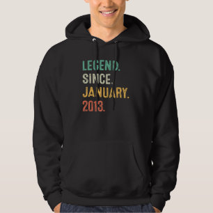 10 Years Old  Legend Since January 2013 10th Bday  Hoodie