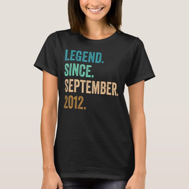 10 Years Old Legend Since September 2012 10th Birt T-Shirt (Front)