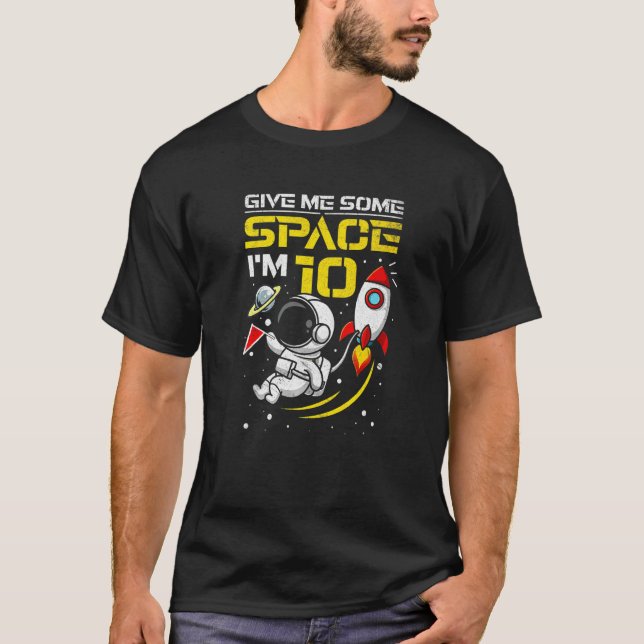 10 Years Old Outer Space 10th Birthday Boy Astrona T-Shirt (Front)