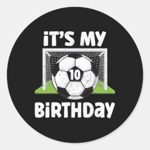 10 Years Old Soccer 10th Birthday Player Kids B-da Classic Round Sticker