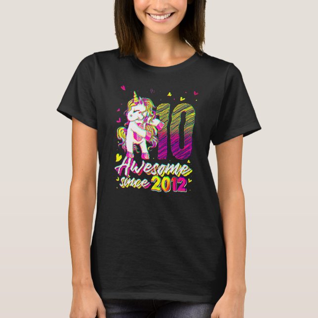 10 Years Old  Unicorn Flossing 10th Birthday Unico T-Shirt (Front)