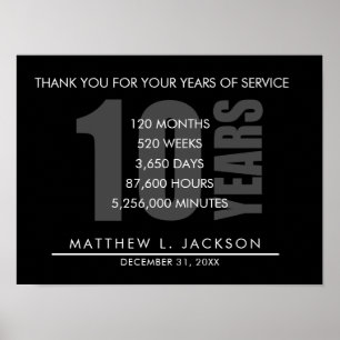 10 Years Retirement or Employee Appreciation Gift Poster