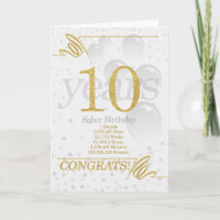 10 Years Sober Birthday Faux Gold Glitter