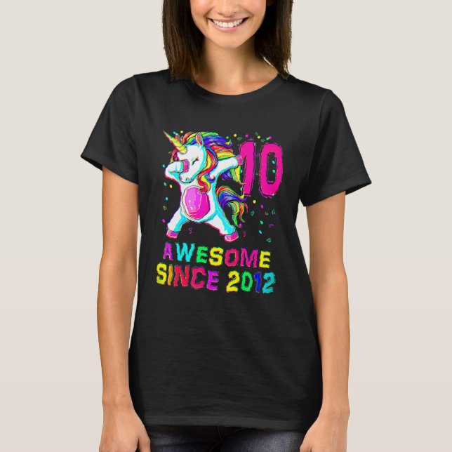10 Years Unicorn Dabbing 10th Birthday Girl Unicor T-Shirt (Front)