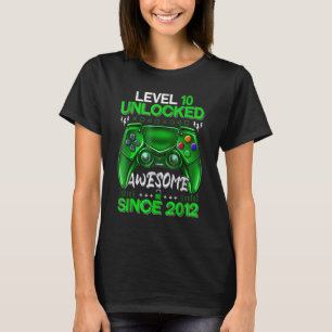 10 Yrs Old Boy Level 10 Unlocked Awesome 2012 Bir T-Shirt