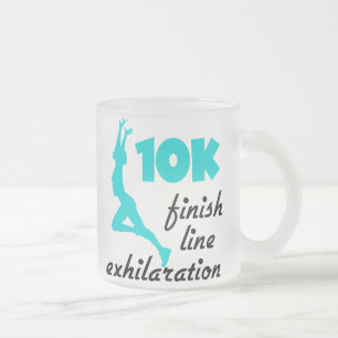 10K Aqua Finish Line Frosted Glass Coffee Mug
