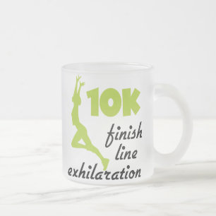 10K Green Finish Line Frosted Glass Coffee Mug