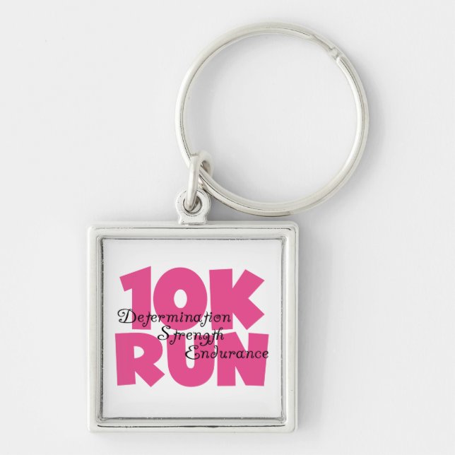 10K Run Pink Sports Running Key Ring (Front)