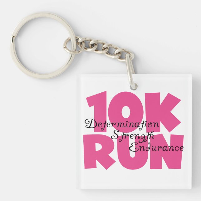 10K Run Pink Sports Running Key Ring (Front)
