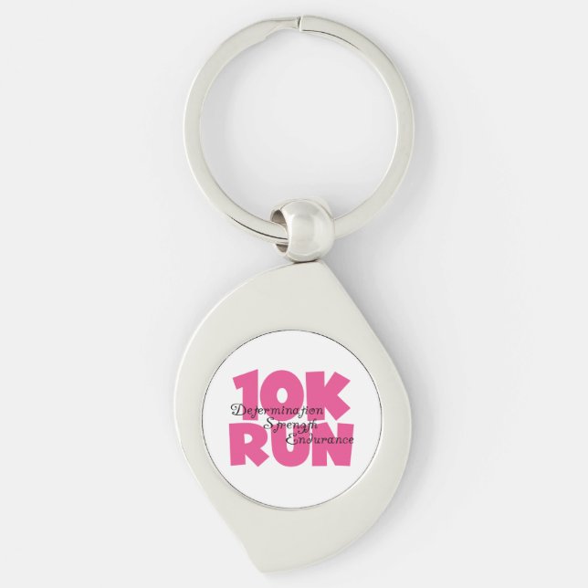 10K Run Pink Sports Running Key Ring (Front)