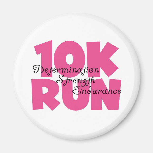 10K Run Pink Sports Running Magnet (Front)