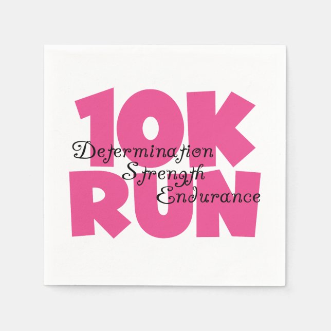 10K Run Pink Sports Running Napkin (Front)