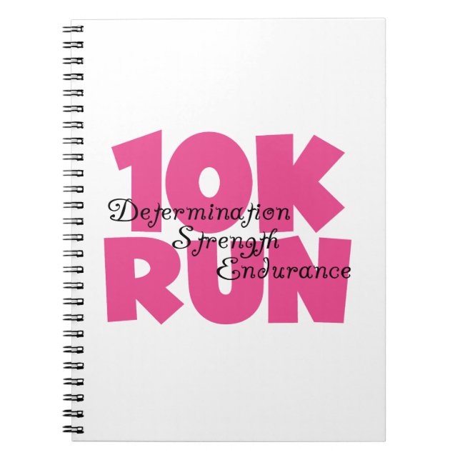 10K Run Pink Sports Running Notebook (Front)