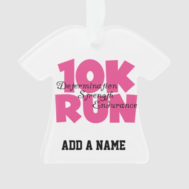 10K Run Pink Sports Running Ornament (Front)