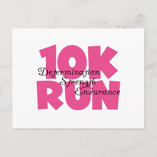 10K Run Pink Sports Running Postcard (Front)