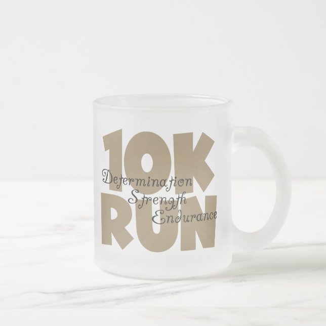 10K Run Tan Sports Running Frosted Glass Coffee Mug (Right)