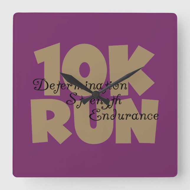 10K Run Tan Sports Running Square Wall Clock (Front)