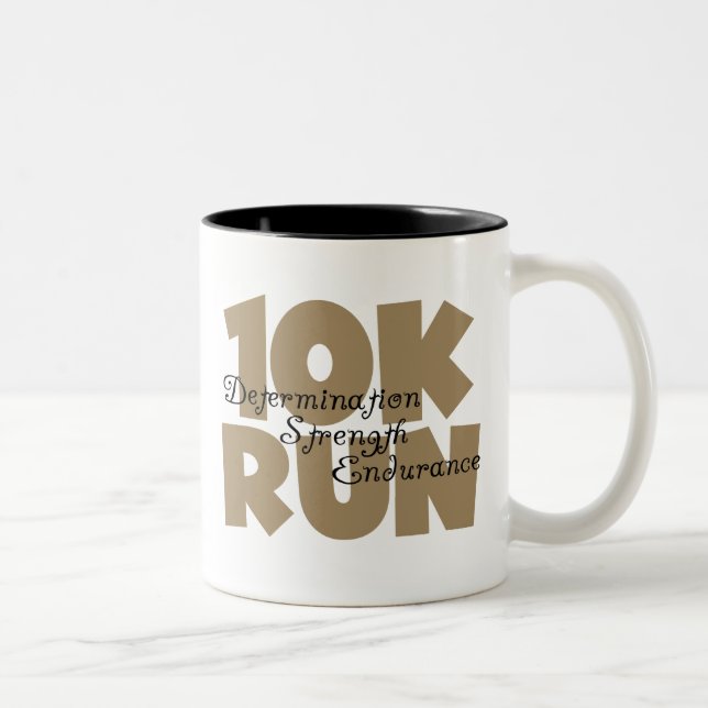 10K Run Tan Sports Running Two-Tone Coffee Mug (Right)