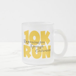 10K Run Yellow Frosted Glass Coffee Mug