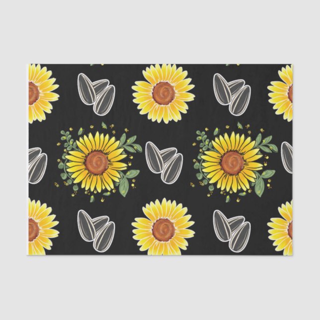 10lb Tissue Floral Paper, Black and Yellow Paper (Front)