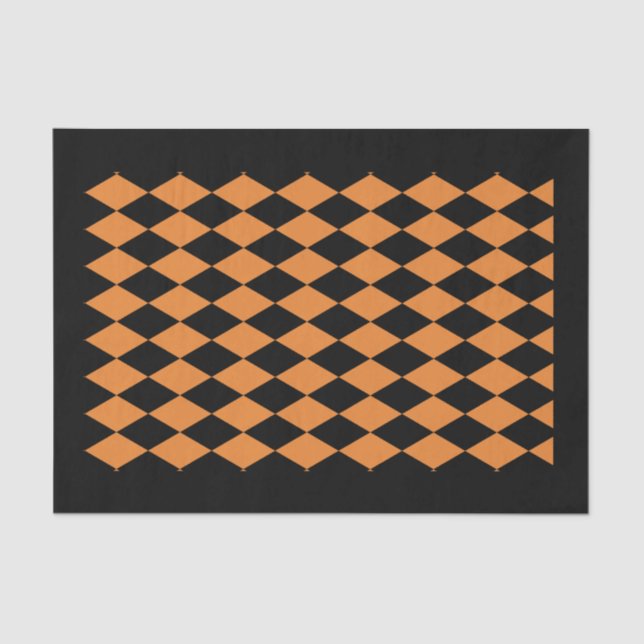 10lb Tissue Paper, HARLEQUIN BLACK & ORANGE Tissue Paper (Front)