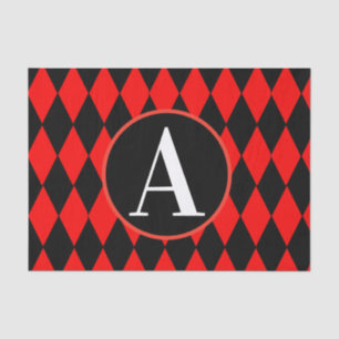 10lb Tissue Paper, RED & BLACK HARLEQUIN MONOGRAM Tissue Paper