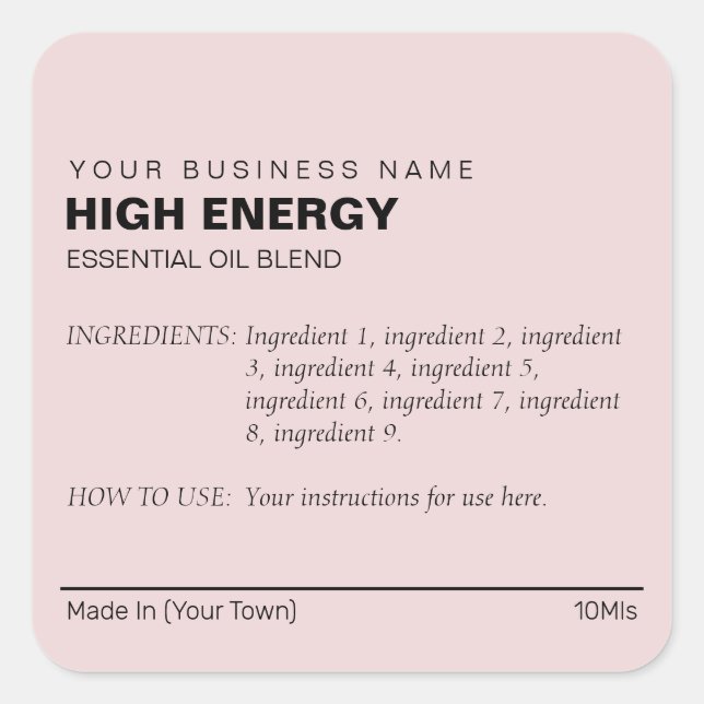 10Ml Roller Bottle Pink Essential Oil Blend Labels (Front)