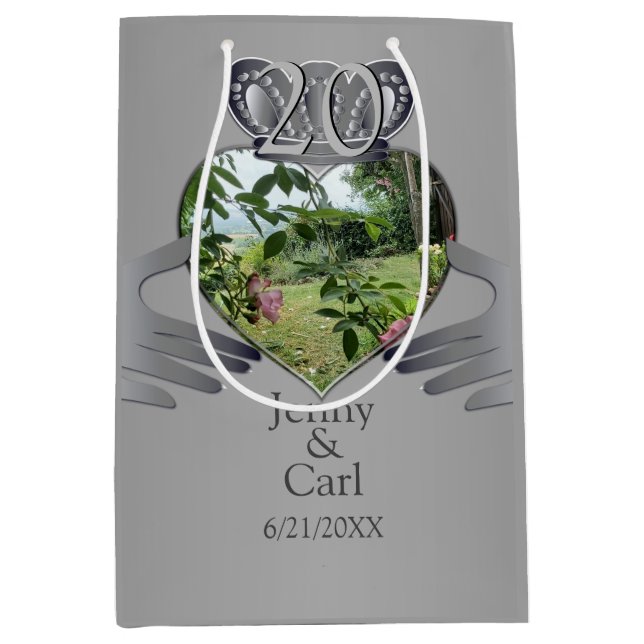10th,11th,20th,25,Photo Anniversary Claddaugh  Med Medium Gift Bag (Front)