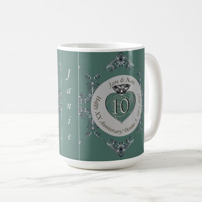 10th/11th/20th/25th/70th/ Wedding Anniversary  Coffee Mug (Front Right)