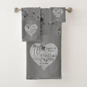 10th,11th,20th,25th,70th Wedding AnniversaryTowel Bath Towel Set