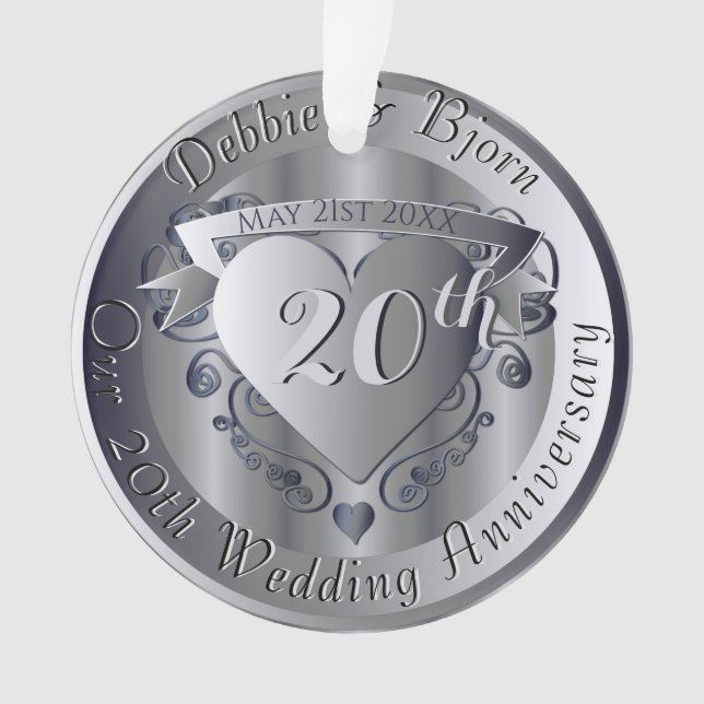 10th,20th,25th,70th Medallion Wedding Anniversary Ornament (Front)