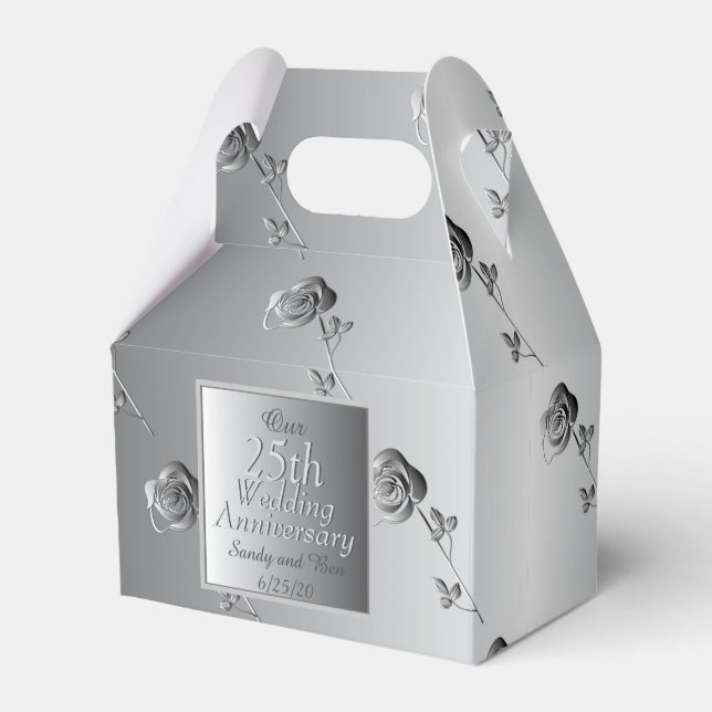 10th,20th,25th,70th Wedding Anniversary Roses Favour Box (Front Side)