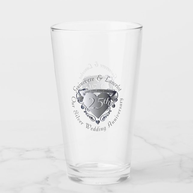 10th,20th,25th Wedding Anniversary 3D Heart Emblem Glass (Front)