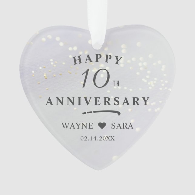 10th Aluminium Wedding Anniversary Photo Ornament (Front)