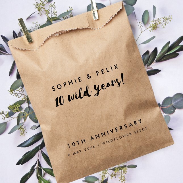 10th Anniversary | 10 Wild Years Rustic Kraft Seed Favour Bags (Creator Uploaded)