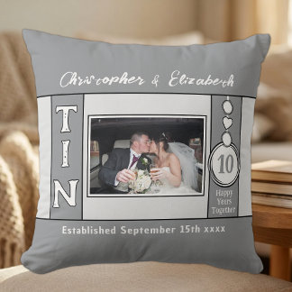 10th anniversary 1 photo grey cushion