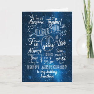 10th Anniversary Blue Chalkboard Card